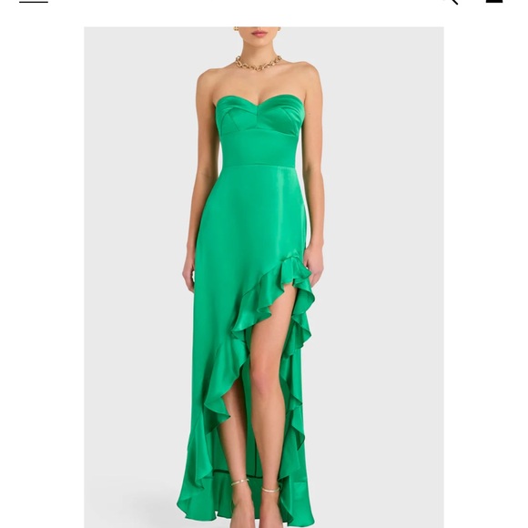 Amanda Uprichard Green Strapless Maxi Gown - threedaughtersproperties.com